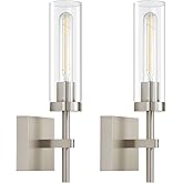 SANTOSTOCK Brushed Nickel Battery Operated Wall Sconces with Remote Control, Wireless Wall Sconce Set of 2, Rechargeable Cord