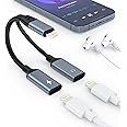 2-in-1 iPhone to Lightning*2 Jack Audio Headphone and Charger Cable Adapter, Video Call+Music+Charge+HiFi+Mic+Control,Earphones Converter Splitter for iPhone 14 13 12 11 Pro【Apple MFi Certified】