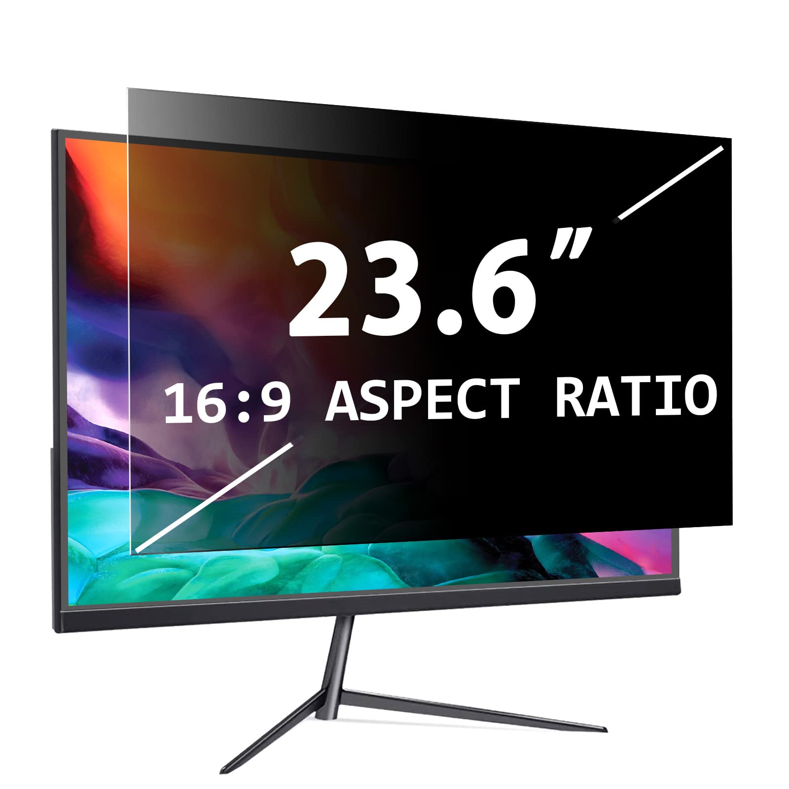 PYS 23.6 Inch 16:9 Aspect ratio Privacy Screen for Computer Monitor Removable Anti Blue Light Anti Glare Privacy Filter Easy on/off for Screen Protection