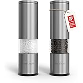 LARS NYS&Oslash;M Salt and Pepper Grinder Set Manual, Stainless Steel Salt and Pepper Mills with Adjustable Ceramic Grinder I Design Spice Shakers (Stainless Steel)