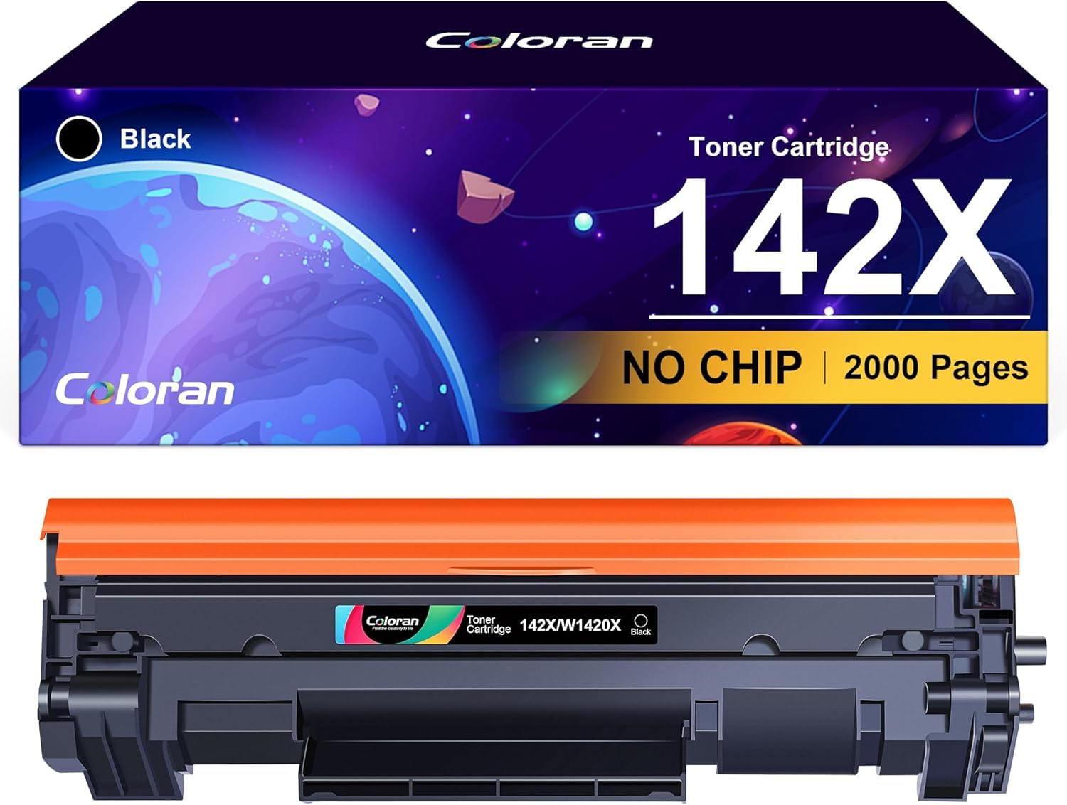 Coloran 142A 142X Toner (Without Chip) Compatible with HP 142A 142X W1420A W1420X for Laserjet M110we M110 M110w MFP M140we M140 M140w M139 M139we (1 Black)
