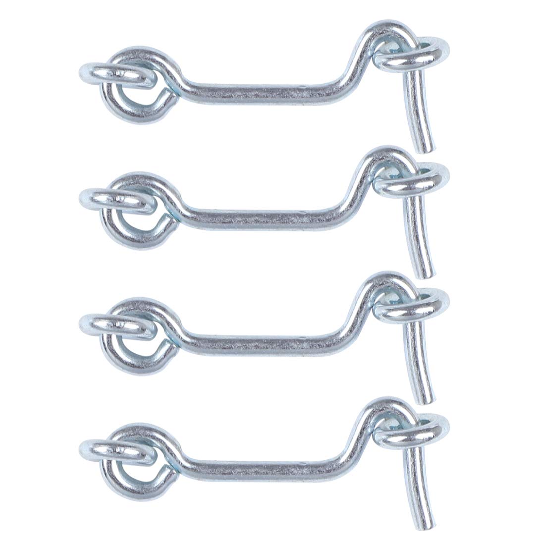 sourcing map 2 Inch Cabin Hook, Eye Latch Hook Door Lock Plating Finish for Gate Shutters Window Slide Barn Door 4 Pack Silver