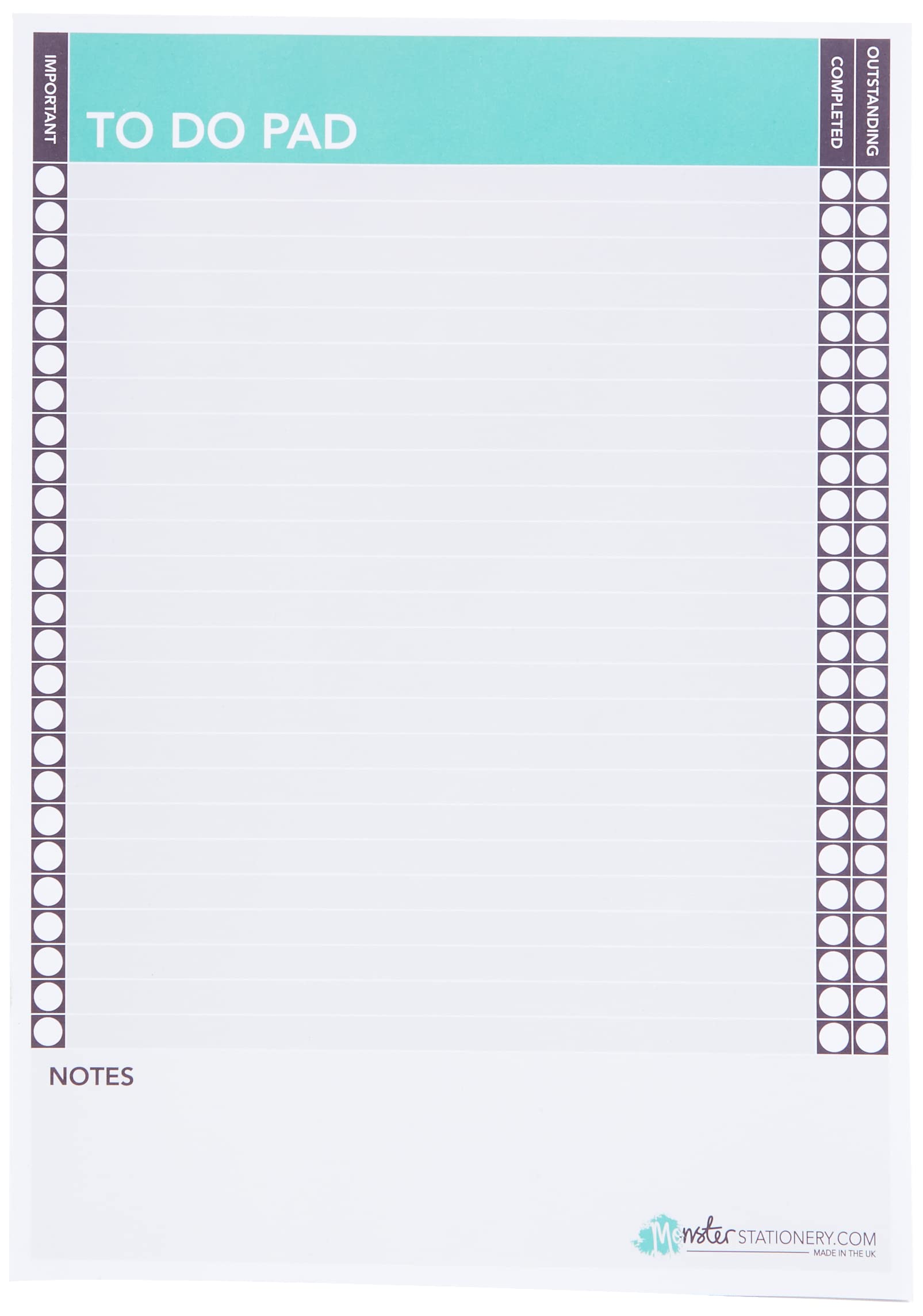 Monster Stationery - A4 to Do Pad/Daily Schedule Planner/Desk Pad - 60 Sheets - 80gsm - Made in UK