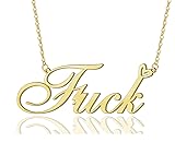 AOLO Fu ck Heart Name Necklace 18k Gold Plated