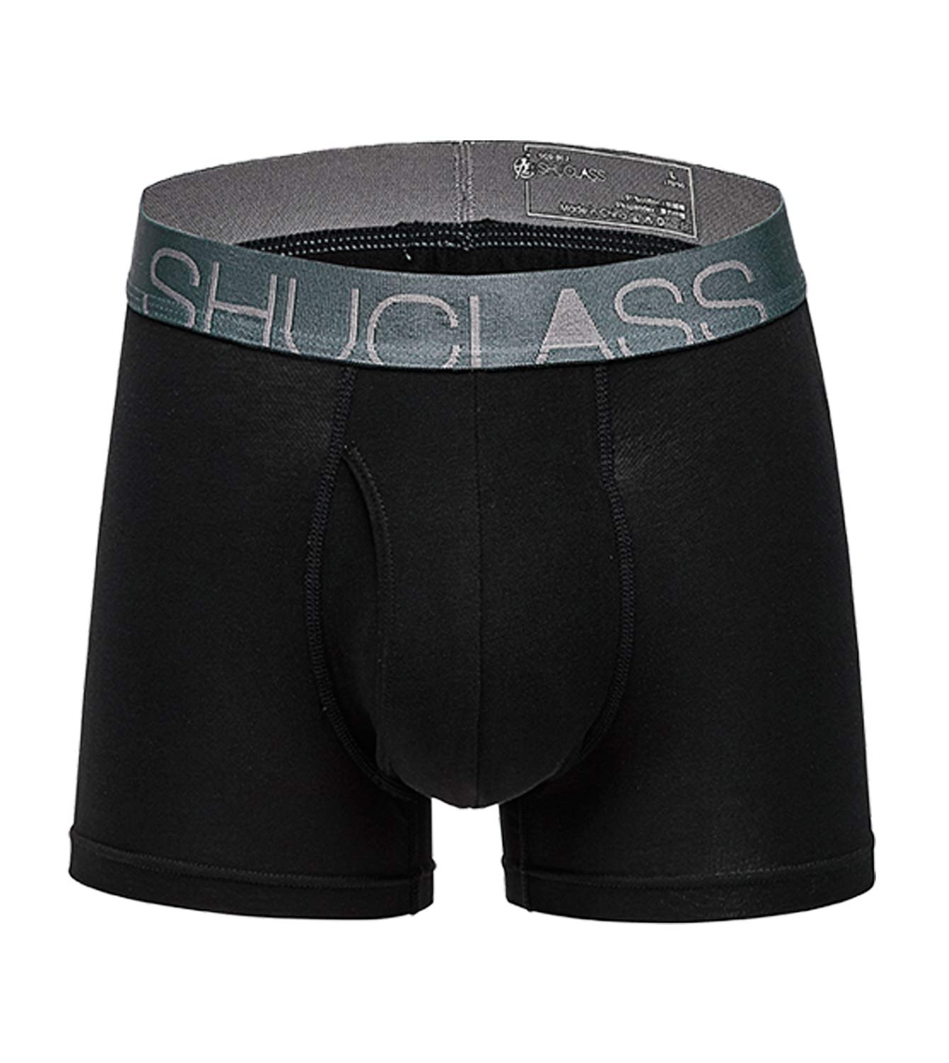 【SHUCLASS】メンズ ボクサーブリーフ セット 耐久 アンダーウェア(black 1枚組 XL)