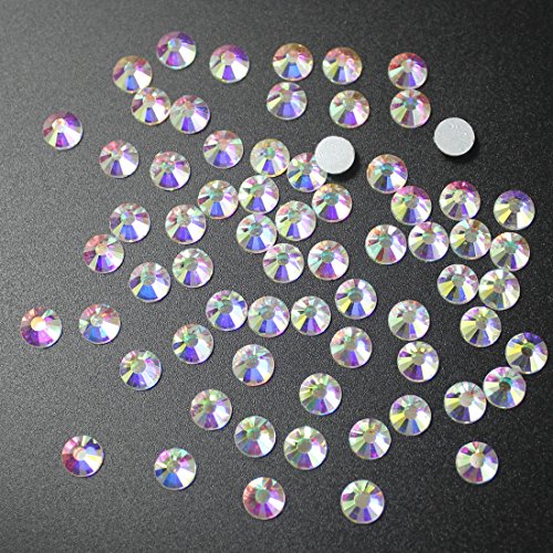 1728pcs Spangle Nail Art Rhinestones AB Nail Crystal Flat Back Circular Glass Studs Stones for 3D Nails Art Decorations Manicure Tools (1.3mm, 1.5mm, 1.8mm, 2.0mm, 2.4mm, 2.8mm (Crystal AB)