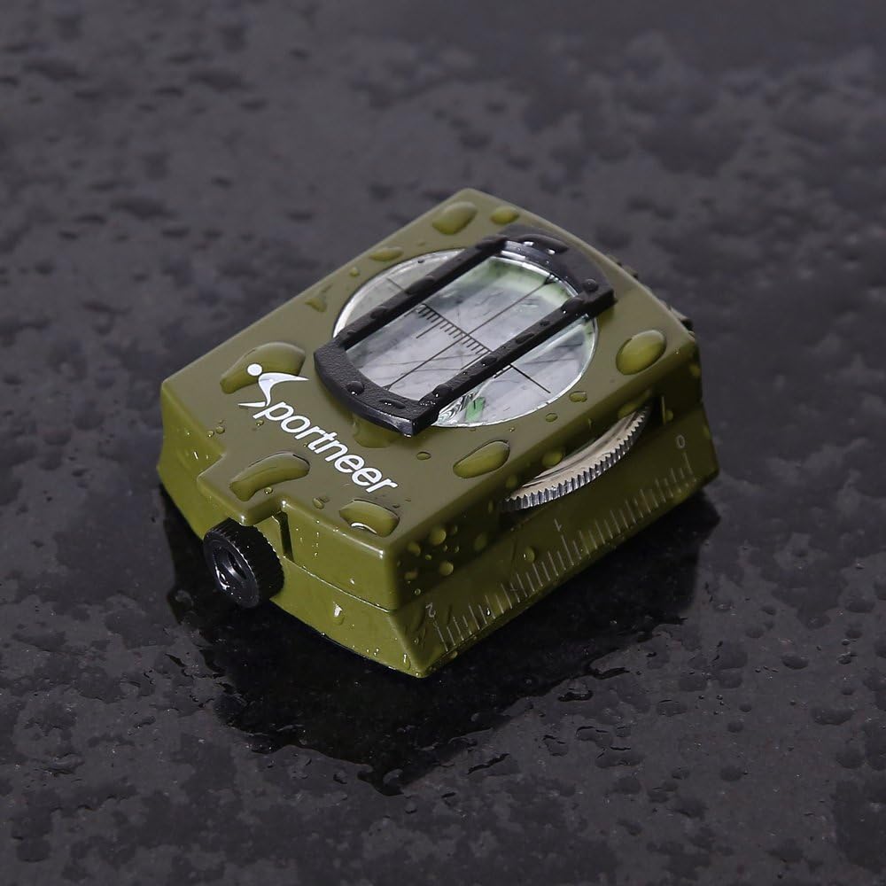 Sportneer Military Lensatic Sighting Compass with Carrying Bag, Waterproof and Shakeproof, Army Green : Sports & Outdoors