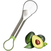 QPQ 2-in-1 Avocado Slicer &amp; Pitter, Stainless Steel Kitchen Tool | with Wire End for Scooping, Loop End for Pit Removal, Ergonomic Handle, Rustproof, Dishwasher Safe