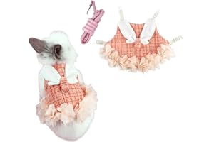 SUPTMAX Bunny Rabbit Ferret Harness and Leash Set, Bunny Clothes for Rabbits, Small Animal Guinea Pig Dress Clothes for Kitten Ferret Chihuahua Puppy Mini Dog and Small Animals Harnesses (S, Orange)