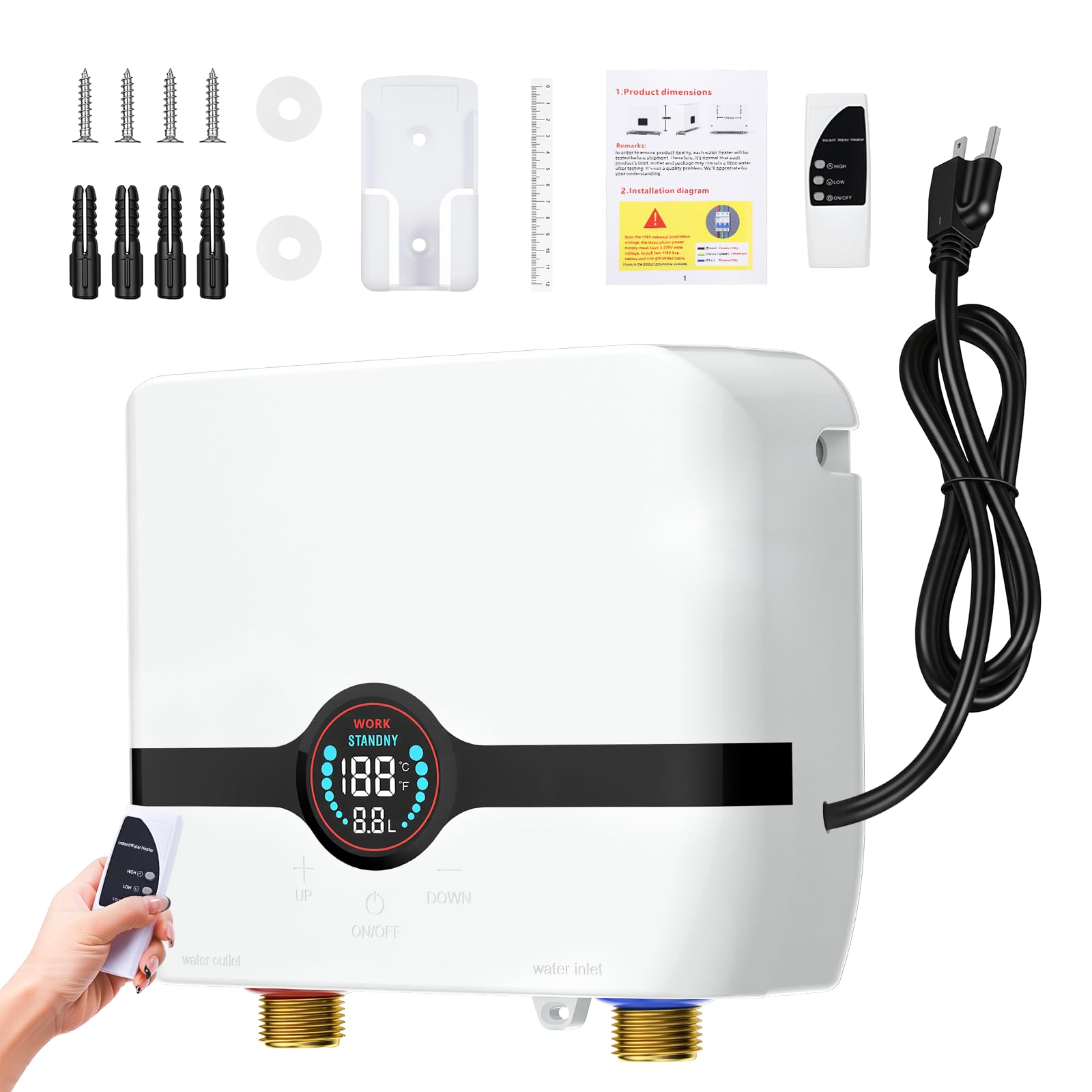 Photo 1 of ZOOTEALY Tankless Water Heater Electric 110V, 3000W: Small Instant Hot water Heater Under Sink on Demand - Digital Display and Remote Control - Multiple Safety Protection for Kitchen Bathroom