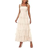 PRETTYGARDEN Women's Summer Dresses 2026 Sleeveless Smocked Tiered Ruffle Tulle A-Line Flowy Wedding Party Maxi Dress