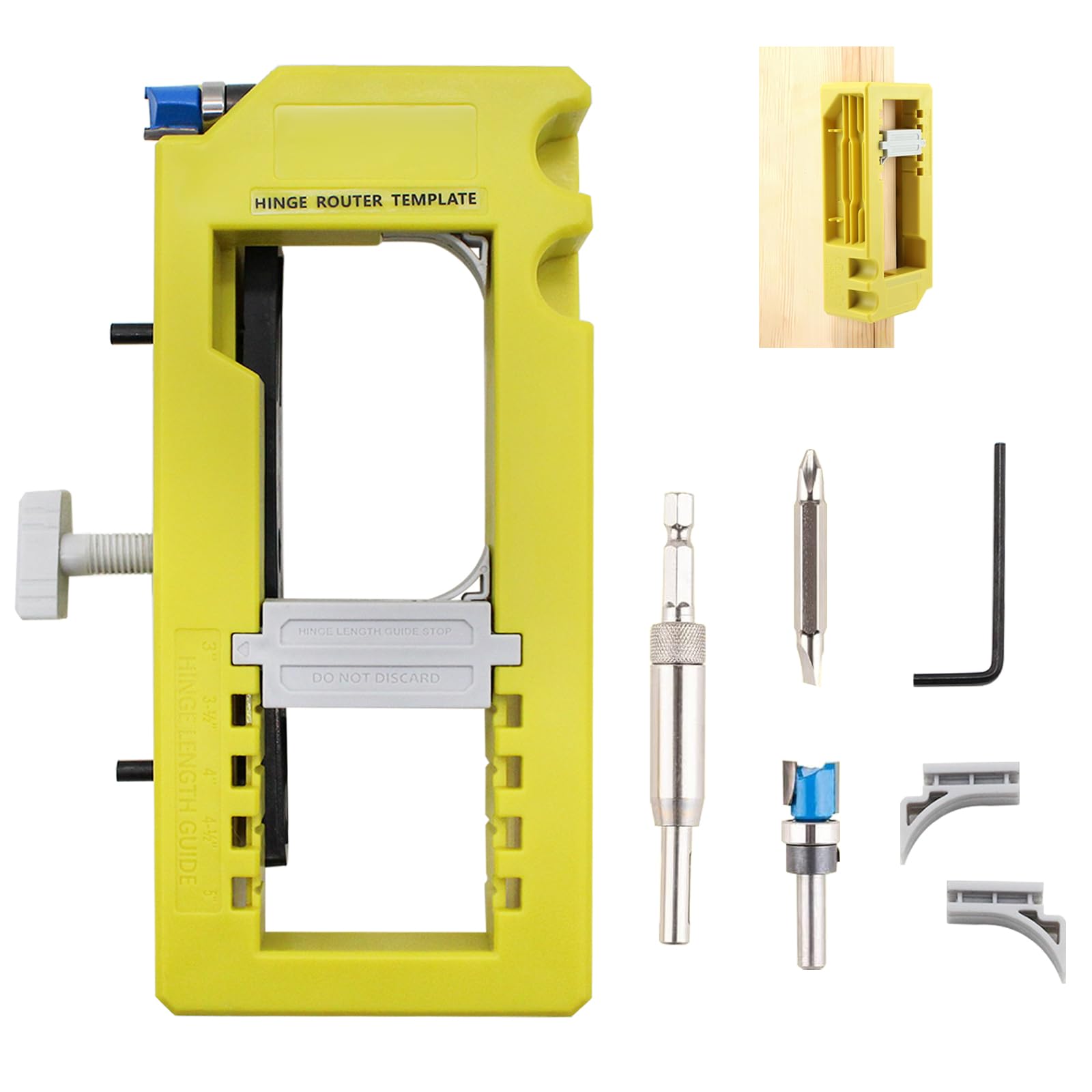 Divove Door Hinges Jig - Door Hinge Jig for Router, Door Hinge Mortise Installation Kit Template Fits 3”to 5” Length and 1/4” or 5/8” Thickness Door Hinge Jig for The Door