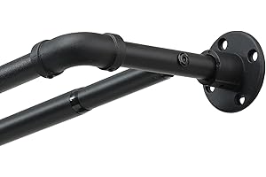 ABTOOL Industrial Double Curtain Rod for Windows 31 to 95 Inch, 1 Inch Heavy Duty Wrap Around Dual Curtain Rods, Adjustable Black Double Window Rods Telescoping for Windows, Living room, Sliding Glass Door