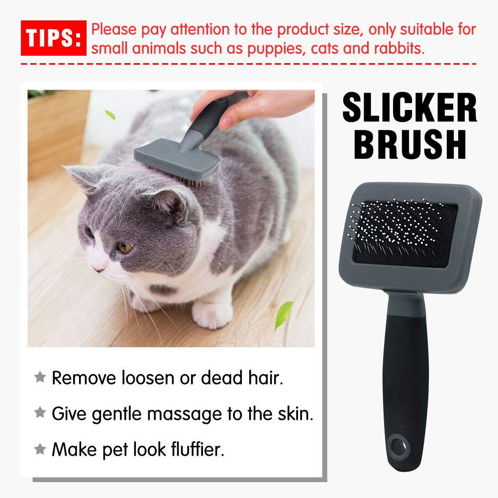 Puppy Grooming Kit Cat Flea Comb Brush, Soft Protection Salon Grooming Tools for Small Animals, Remove Dead Hair, Mats, Tangles, 4 Pcs