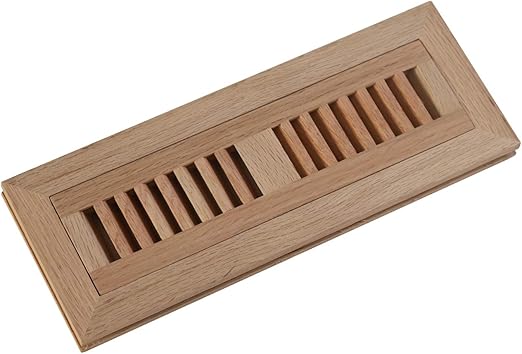 Welland 2 Inch X 10 Inch Red Oak Wood Vent Cover Floor Register Louvered With Frame Flush Mount Unfinis