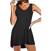 CHICGAL Womens Swimsuit Coverup Summer Beach Sleeveless T Shirt Bikini Tank Dress Loose Bathing Suit Cover Up