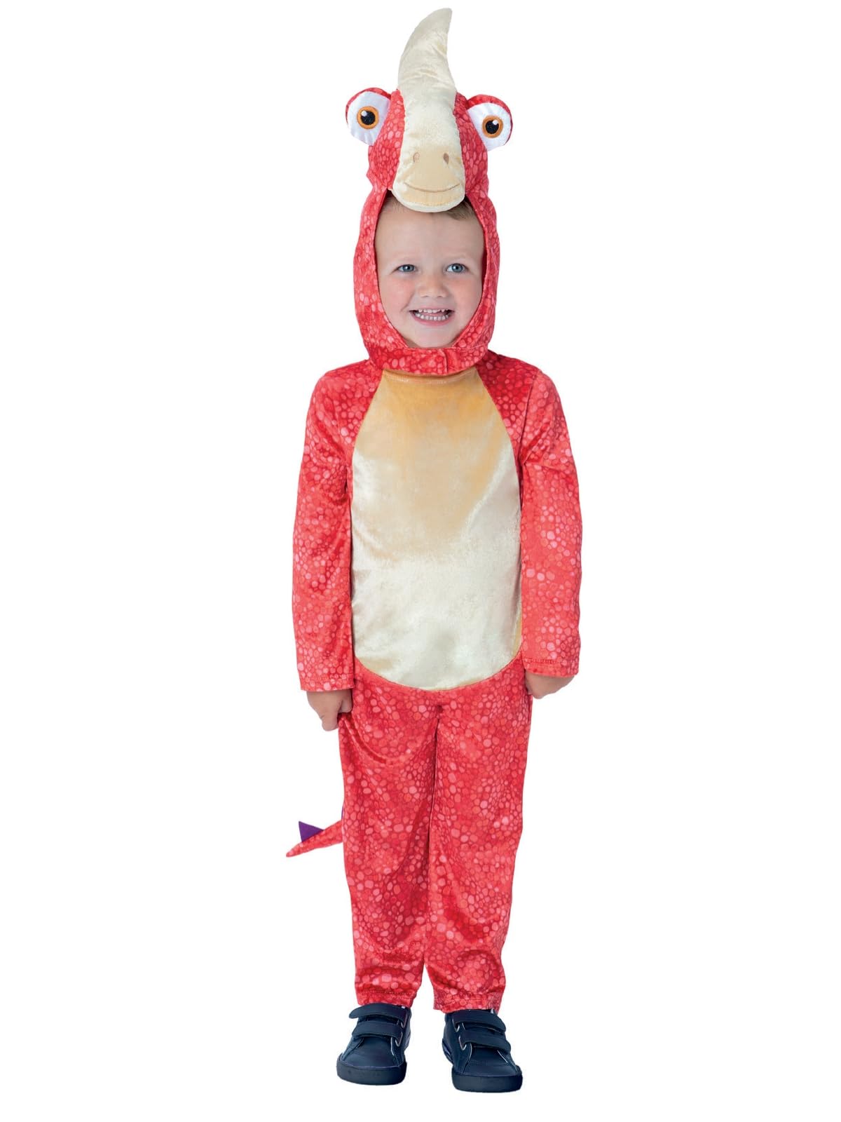 Smiffys Gigantosaurus Deluxe Rocky Costume for Kids, All-in-One and Character Hood in Red, Officially Licensed, Padded 3D Tail with Scales, Ideal for Group Outfits and Playful Fancy Dress
