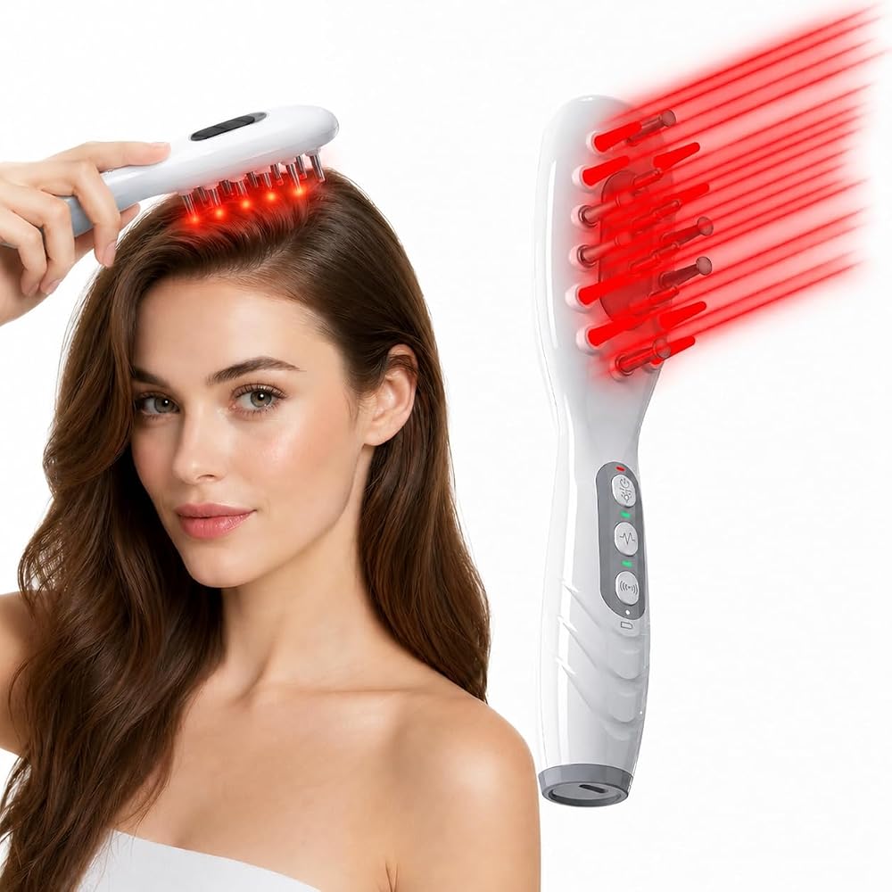 LLLT Red Light Therapy for Hair, FDA Cleared Device, 650nm Red Light Therapy for Hair Growth, Laser Comb for Men and Women, S