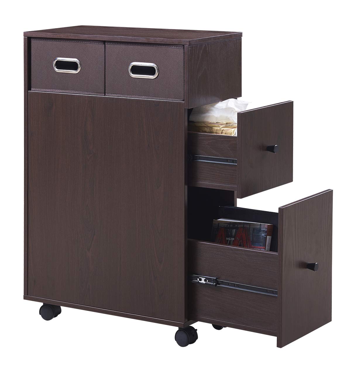 Ezfurni Slim Wooden Bathroom Storage Cabinet With Casters Freestanding Toilet Vanity Organizer Toilet Tissue Magazine Shelf Holder 2 Slide Out Drawers 2 Foldable Bins Espresso Kitchen Dining Midwestgolfingmagazine Com