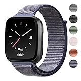 Shangpule Compatible Fitbit Versa Bands, Replacement Woven Nylon Sport Watch Band Bracelet Strap Hook and Loop Fastener Adjustable Wristbands Compatible Fitbit Versa Smart Watch(Blue)