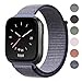 Fitbit Versa Bands, Shangpule Replacement Woven Nylon Sport Watch Band Breathable Bracelet Strap Hook and Loop Fastener Adjustable Closure Wristbands for Fitbit Versa Smart Watch (Blue)