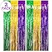 Lansian 2Pack Mardi Gras Foil Fringe Curtains DIY Party Tinsel Photo Background Backdrop Door Wall Decorations, Gold Green Purple primary