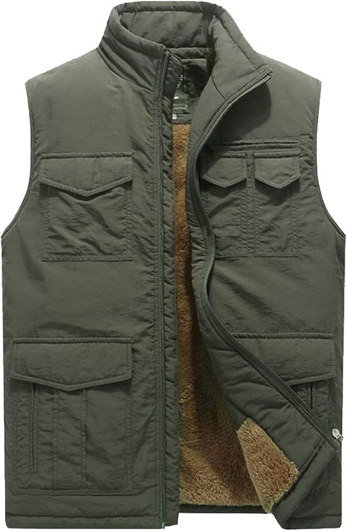 Men's Padded Quilted Sleeveless Vest / Waistcoat – Winter Warm Gilet, Zipper Closure