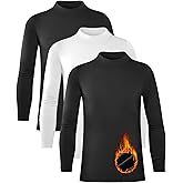 Rolimaka 3 Pack Youth Boys Compression Thermal Shirt Long Sleeve Fleece Undershirt Football Baseball Soccer Base Layer Top