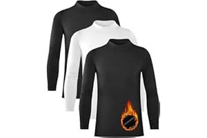 Rolimaka 3 Pack Youth Boys Compression Thermal Shirt Long Sleeve Fleece Undershirt Football Baseball Soccer Base Layer Top