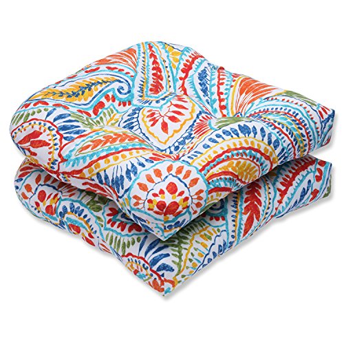 Pillow Perfect Outdoor Ummi Wicker Seat Cushion, Multicolored, Set of 2 (Best Material For Cushions)