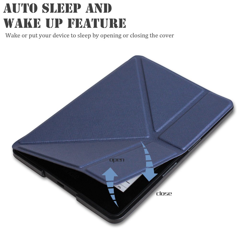 WALNEW New Origami Case Cover for Amazon Kindle Voyage (November 2014) - Full Device Protection with PU Leather and Smart Auto Sleep Wake Function（Darkblue-Origami Cover）