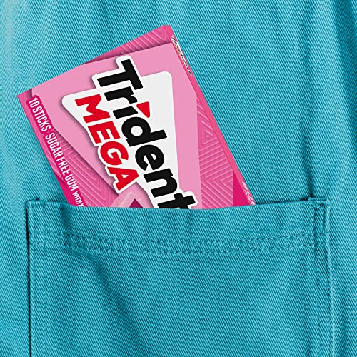 TRIDENT MEGA BUBBLEGUM SUGAR-FREE CHEWING GUM, 9 PACKS OF 10 PIECES (90 TOTAL PIECES)