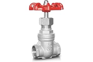 SYWUWV 1/2" NPT Stainless Steel Gate Valve, Heavy Duty Female x Female Thread Manual Rotary Sluice Valve with Wheel Handle for Water, Oil, Gas, Industrial Plumbing, and HVAC Systems (1/2", DN15)
