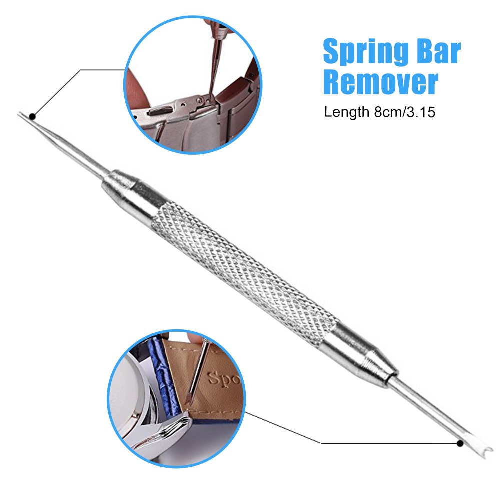 Watch Repair Kit, Spring Bar Tool Kit with Watch Strap Link Pin Remover/Watch Band Holder/Dual Head Hammer/Watch Pins(18 20 22 24 mm)/Pin Punches, Watch Repair Strap Removal Kit ideal for Watchmaker