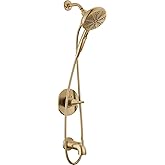 Delta Nicoli 14 Series Brushed Gold Bathtub Shower Faucet Set with Handheld Shower Head, Valve Trim Kit, Champagne Bronze 144749-CZ-HS (Valve Included)