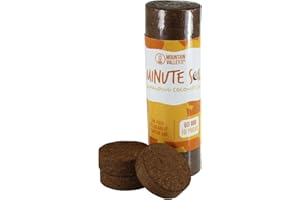 MOUNTAIN VALLEY SEED COMPANY Minute Soil - Compressed Coco Coir Fiber Grow Medium - 60 MM Disks - 10 Pack = 5.5 Quarts of Potting Soil - Indoor Container Gardening: Seed Starting, Plants, Herbs, More - Just Add Water - OMRI