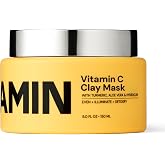 Gleamin Vitamin C Clay Mask for Dark Spots 5 oz Brightening Clay Face Mask | with Turmeric, Deep Cleansing &amp; Pore Refining Treatment, Helps Improve Uneven Tone &amp; Post-Blemish Texture, Up to 40 Uses