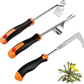 DWULCX 3 Pack Manual Weed Puller Tool, New Garden Stainless Steel Weeder Tool Hand Weeder Tool,Multi-Purpose Weed Remover Tool Weeding Tools for Gardening(Rubber Handle)