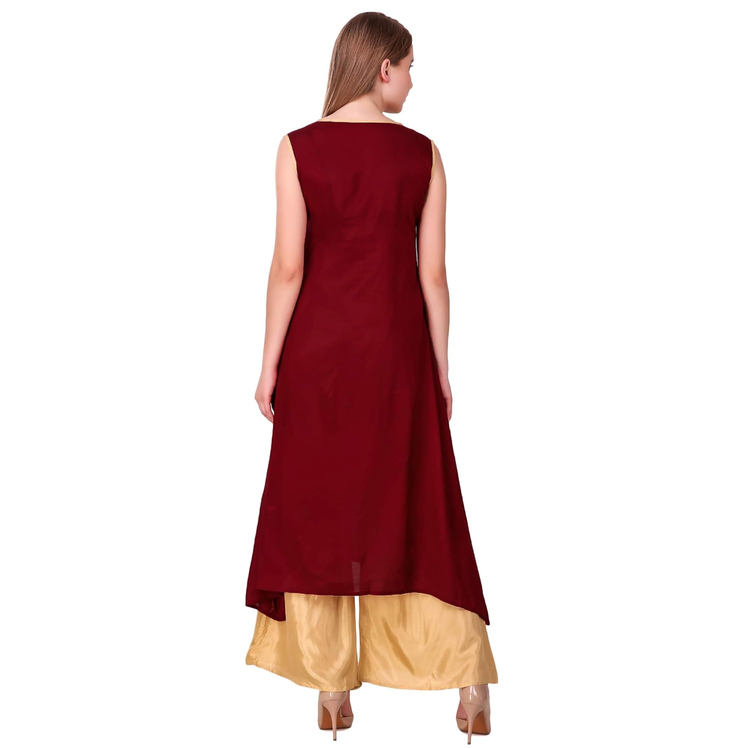 sreshee women's premium shantung (shantoon) designer kurti with palazzo pants set