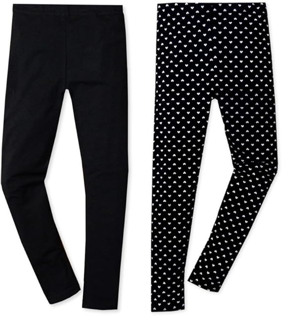 Amazon 無地 110cm 子供服 女の子 10分丈 レギンス ボトム 吸湿発熱 ネームタグ 無地 ハート 女児 キッズ レギンス 通販