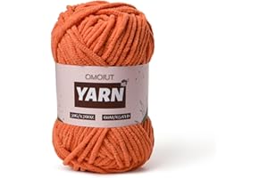 OMOIUT Plush Chenille Chunky Crochet Yarn - Baby Yarn for Crocheting Soft - Velvet Yarn Knitting for Blankets Crafts - Fluffy Amigurumi Yarn 50g / 65.6yd (Orange)
