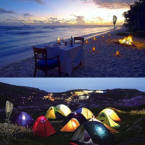 Lustaled Solar Torch Lights LED Dancing Flames Outdoor Lights Dusk to Dawn Auto On/Off Waterproof Flickering Tiki Torches Lamp Wireless Solar Wall Lighting for Landscape Garden Driveway (2-Pack)