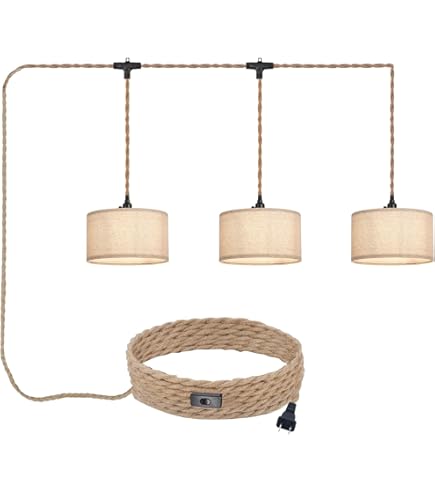 ALAISLYC 3-Light Plug in Pendant Light 22FT Industrial Hanging