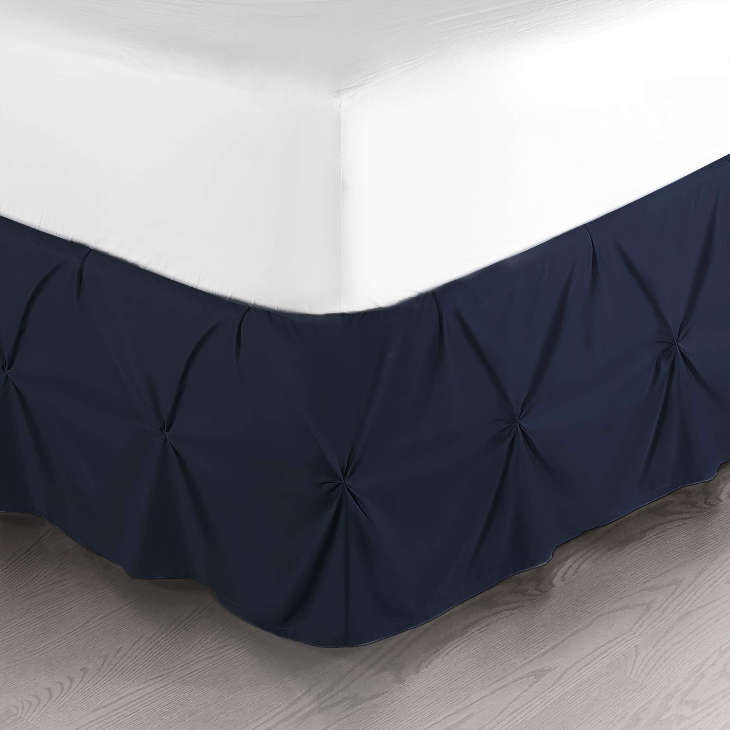 Nestl Navy Blue Bed Skirt Cal King Size, Pinch