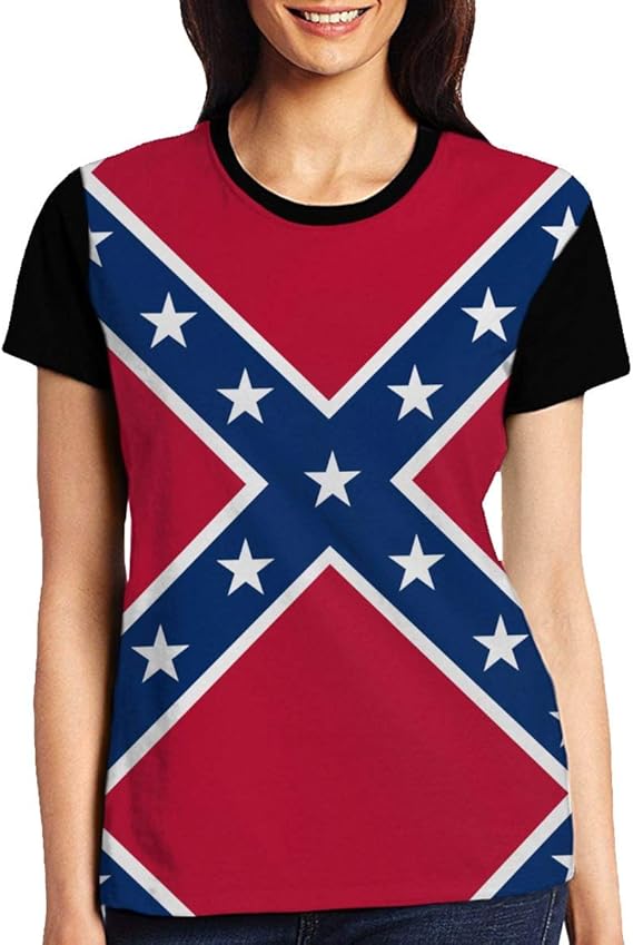 Amazon Co Jp Skydoor J アメリカ 連合国 バトル フラッグ レディース 半袖 Tシャツ ファッション トップス カジュアル オシャレ 丸首 ネック シンプル 夏 スポーツウェア シンプル 吸水速乾 日常用 服 ファッション小物