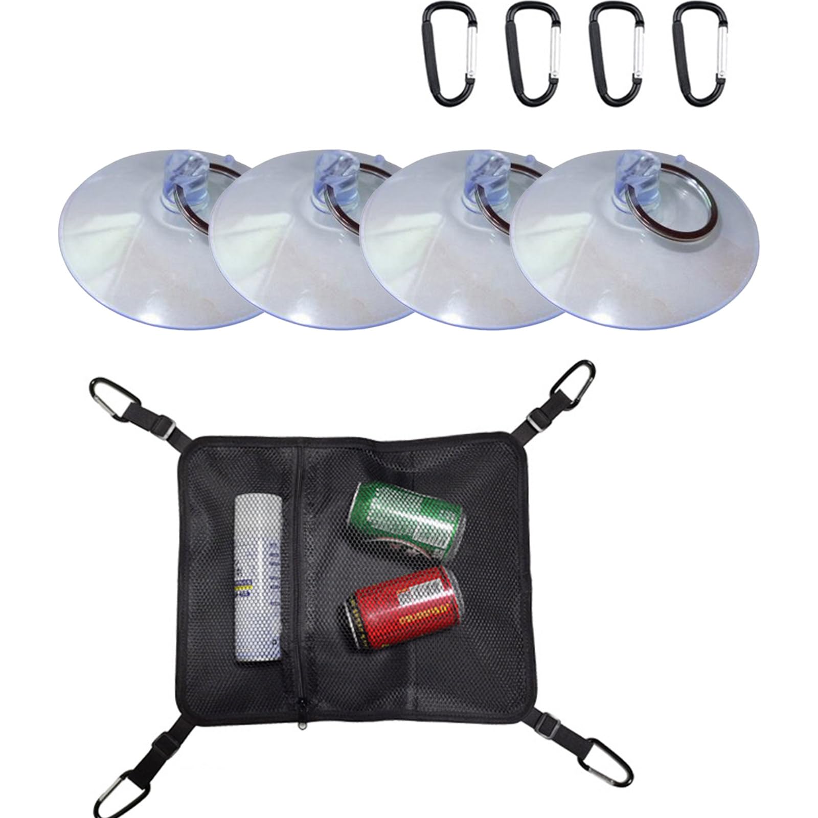 Paddleboard Deck Bag, Zipped Elastic Mesh Storage Bag, Kayak Deck Net Bag with Carabiners, D-Ring Patches Surfboard Sup Accessories