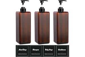 Suream Large Pump Bottles for Shampoo and Conditioner, 3Packs 33.8oz Empty Cosmetic Dispenser with 4PCS Lables, Refillable Shower Press Dispensers for Bathroom, Bedroom, Washroom, Hotel