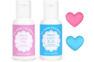 MILOVIN 2 Colors Oil Based Food Coloring for Chocolate, Candy Pink Food Coloring, Light Blue Food Coloring for Cake Decorating, Sugar, Candy Melts, Baking, Cookies, Icing Frosting, Meringues, Cream 0.7 Fl. Oz/bottle(Candy Pink, Light Blue)