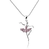 Cherished Moments 925 Sterling Silver Pink CZ Ballerina Dancer Necklace for Toddlers, Little Girls, Kids, or Teens