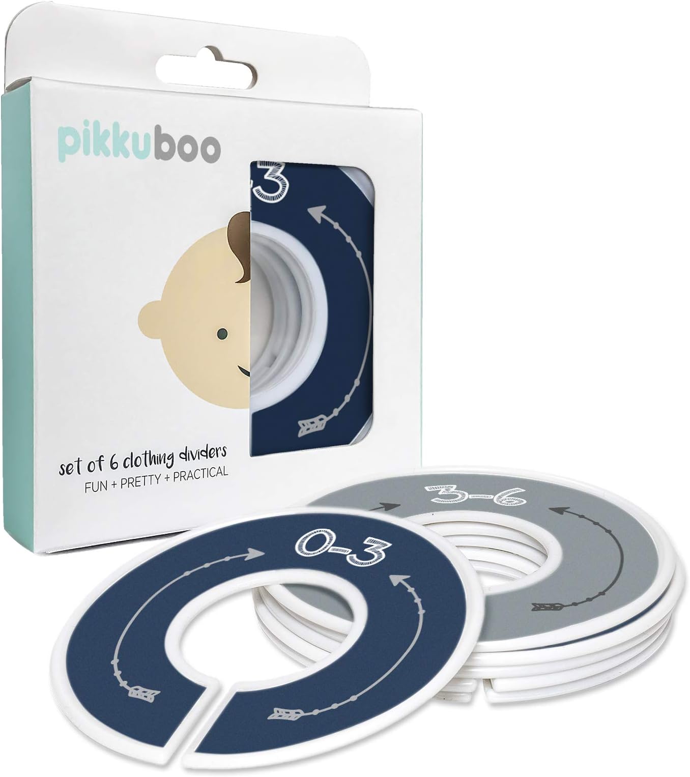 Baby Closet Size Dividers, Full Quiver, Boy, Set of 6 Closet Organizers for 0-24 Months, Arrows